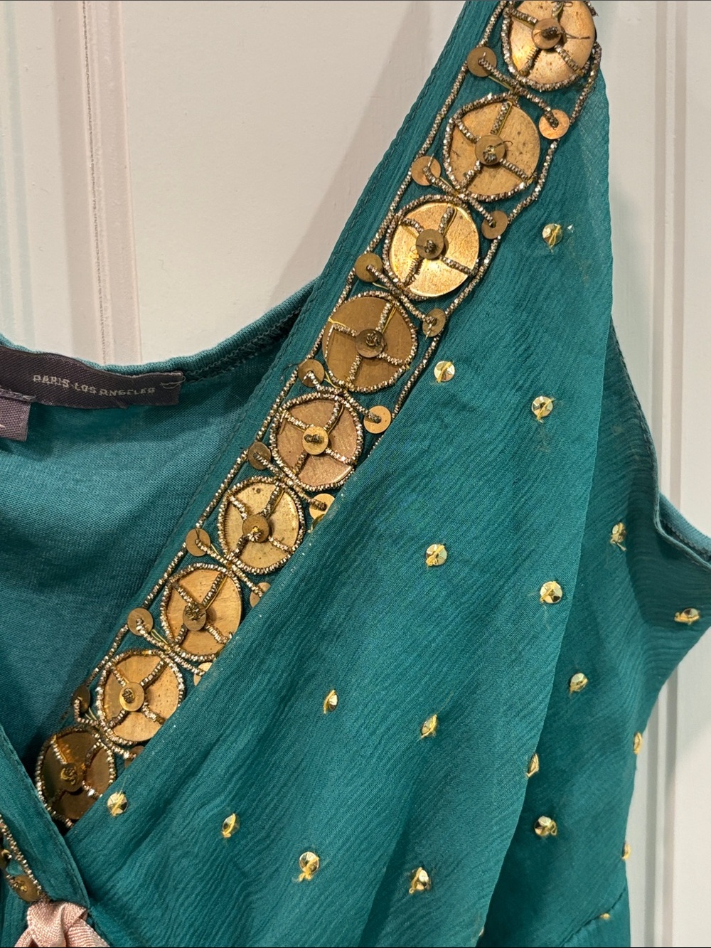 Hale Bob Teal Camisole with Gold Embellishment